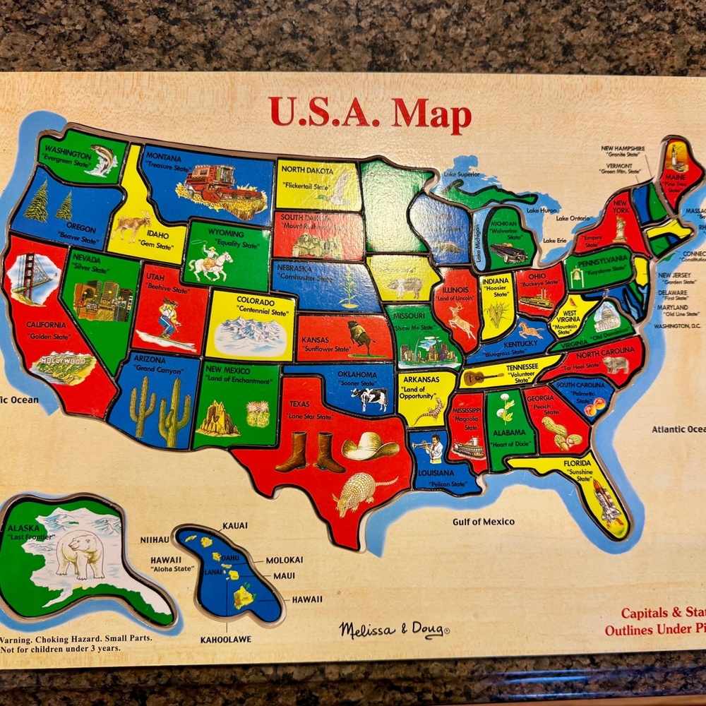 Melissa and Doug Wood puzzle capitals and states